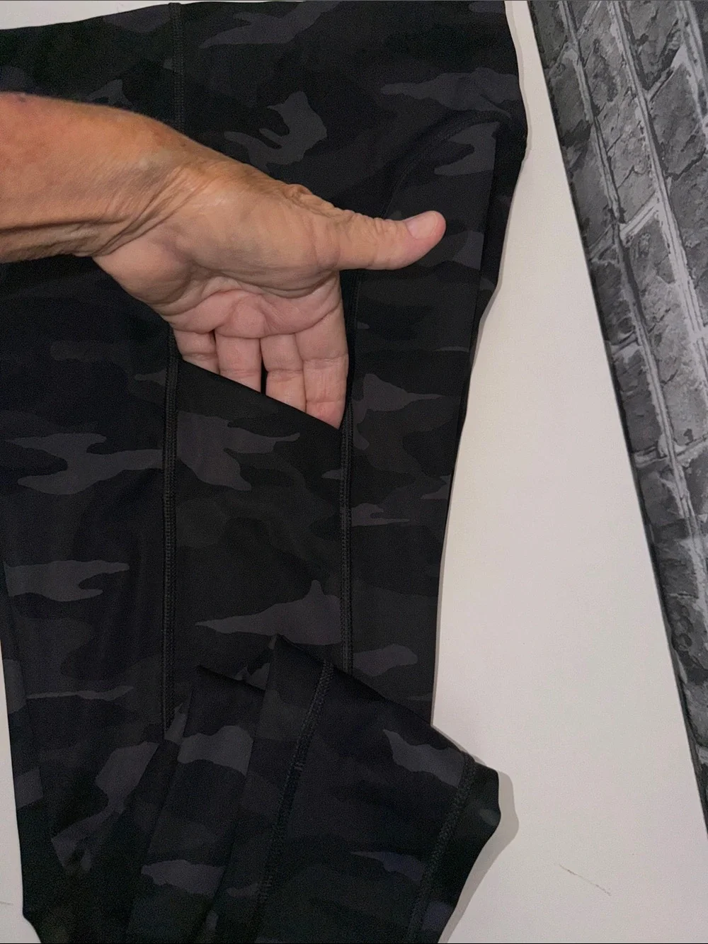 Athleta Camo Leggings - Black/Grey Stretch Bottoms